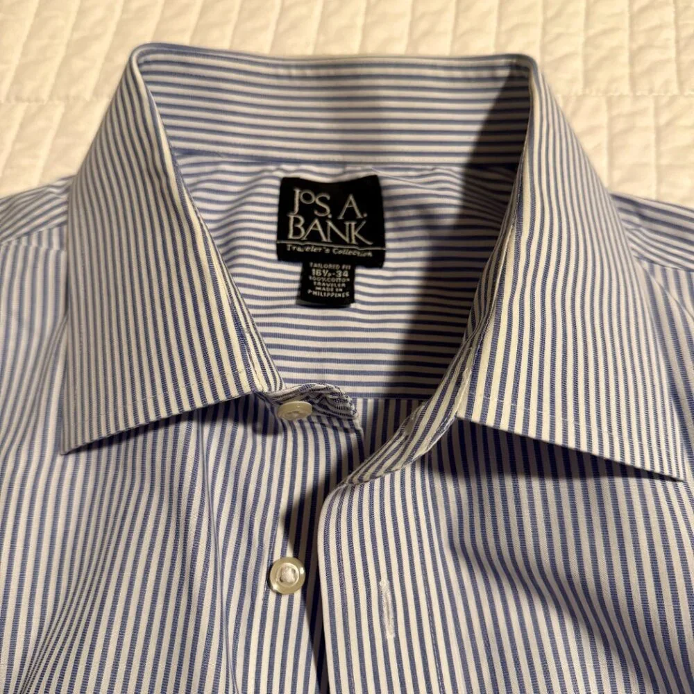 JOSEPH A BANKS MENS DRESS SHIRTS, SET OF 4, SIZE 16.5 X 34, 100% NO-IRON COTTON - Picture 13 of 16